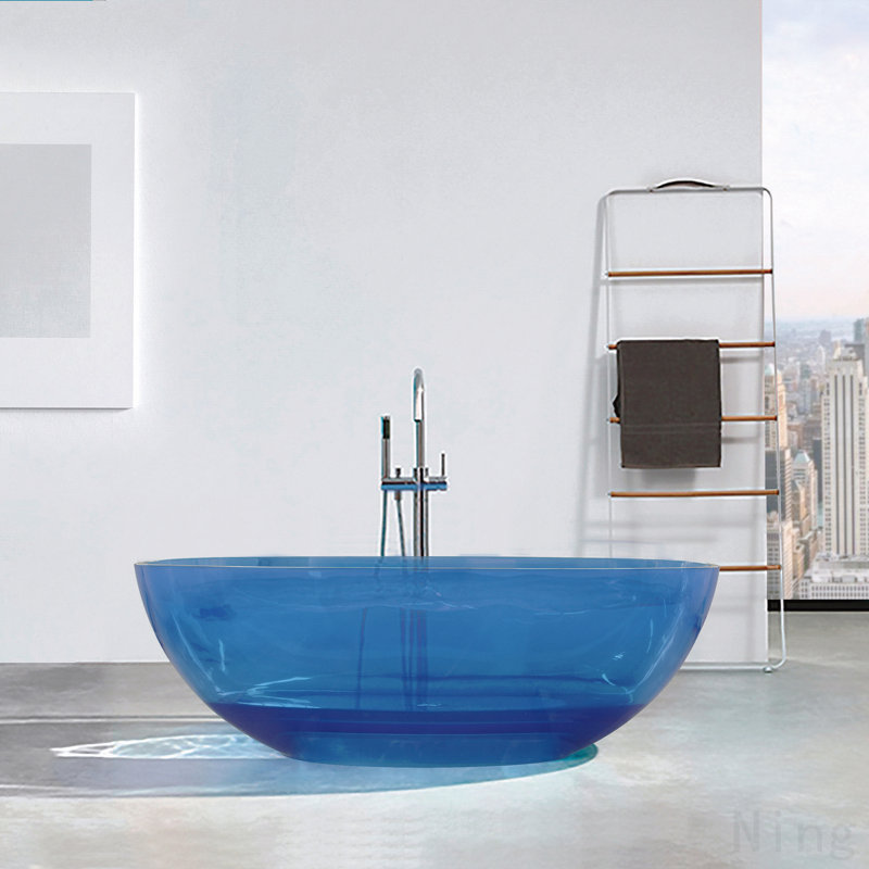 64 Inch Freestanding Solid Surface Soaking Bathtub