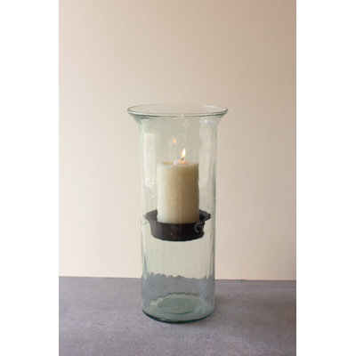  Original Glass Candle Cylinder with Rustic Insert – Large