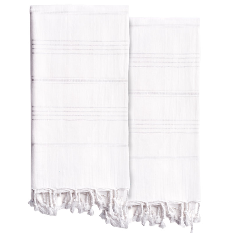  Ensemble de 2 serviettes en coton turc, Blanc