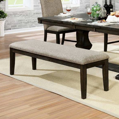 Banc rembourré en tissu gris chaud avec structure en bois massif et siège fascinant à la mode pour la décoration de la salle à manger