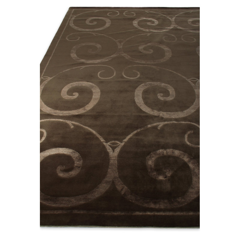 Super Tibetan Abstract Area Rug in Taupe/Beige, Rectangle 9' x 12'