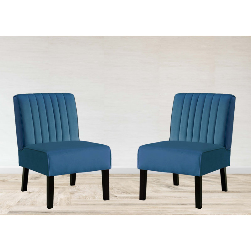 Ensemble de 2 chaises d'appoint Mid-Century modernes, Bleu