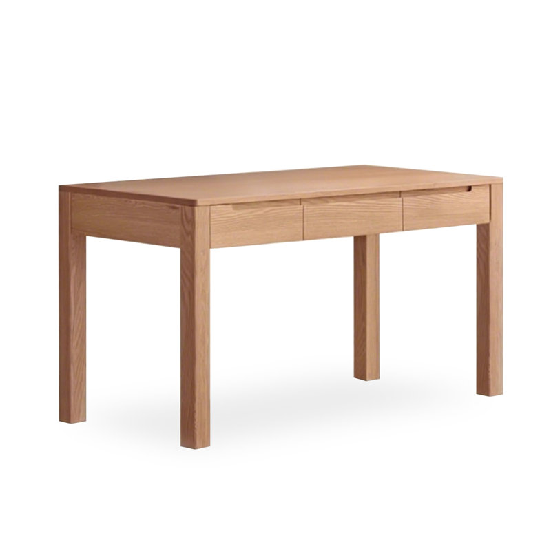 Burlywood Rectangular Solid Wood with 3 drawers desk, 29.92" H x 55.12" W x 25.59" D