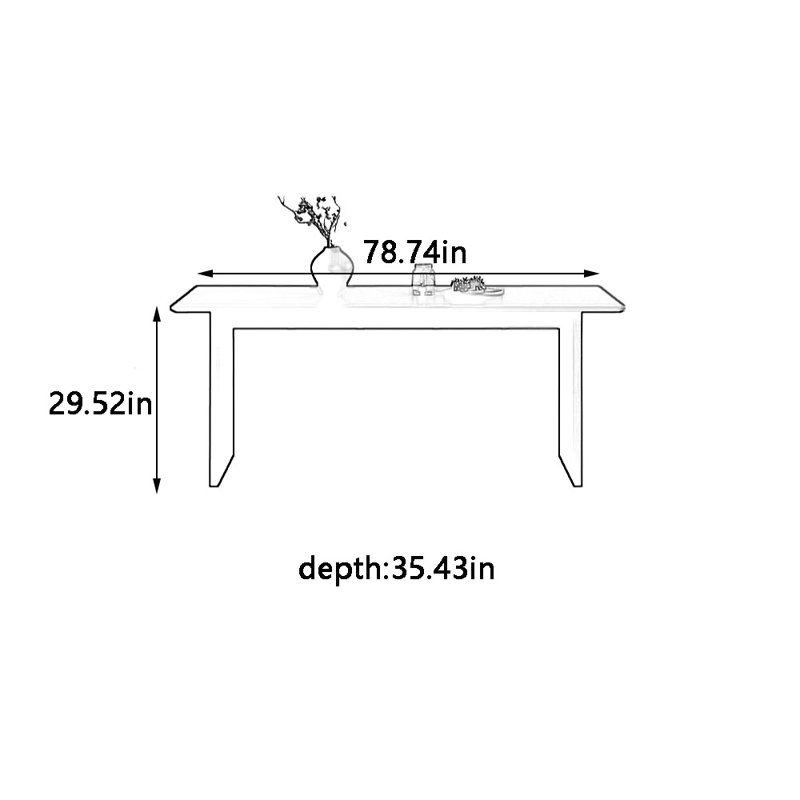 Table de salle à manger Retro, H 29,52 po x L 78,74 po x l 35,43 po