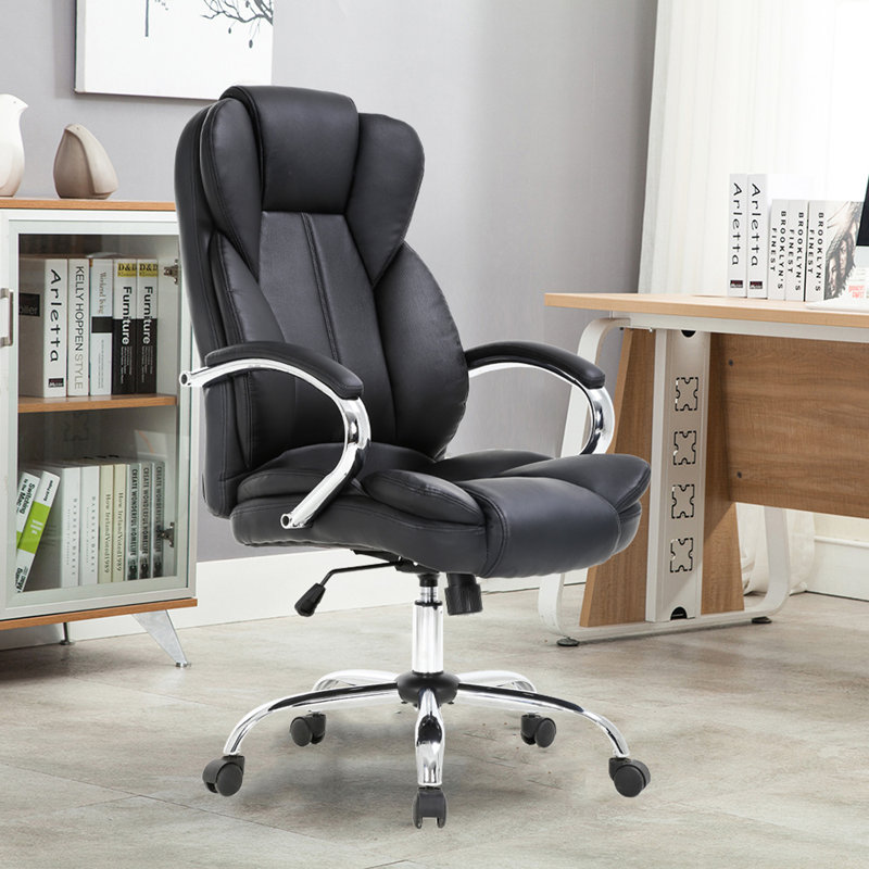 Fauteuil de direction ergonomique en similicuir, Noir