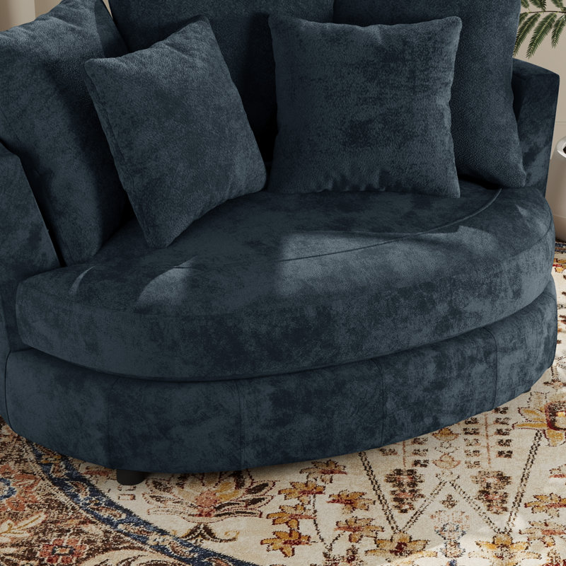 Fauteuil demi-tonneau avec housse 54,9 ", fauteuil surdimensionné moderne avec coussins, Marine