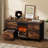Fireplace TV Stand with 4 Fabric Drawers, Entertainment Center with Fireplace, TV Stand Dresser, TV Console Table for 75 inch TV, for Living Room, Bedroom