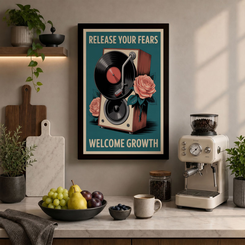 Release and Grow Retro - Wrapped Canvas, 24x16 - 61.0 x 40.6 cm, Cream Border
