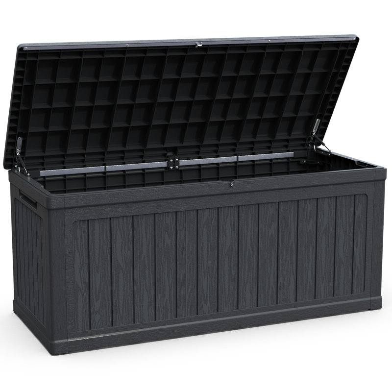 260 Gallon Large Outdoor Storage XXL Deck Box For Patio Furniture, 34" H x 68" W x 32" D, Black