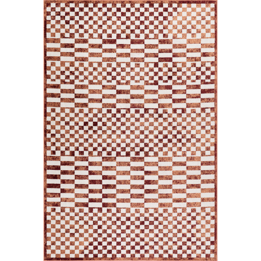 Nikita SpinClean Faded Geometric Machine Washable Area Rug Latitude Run® Rug 