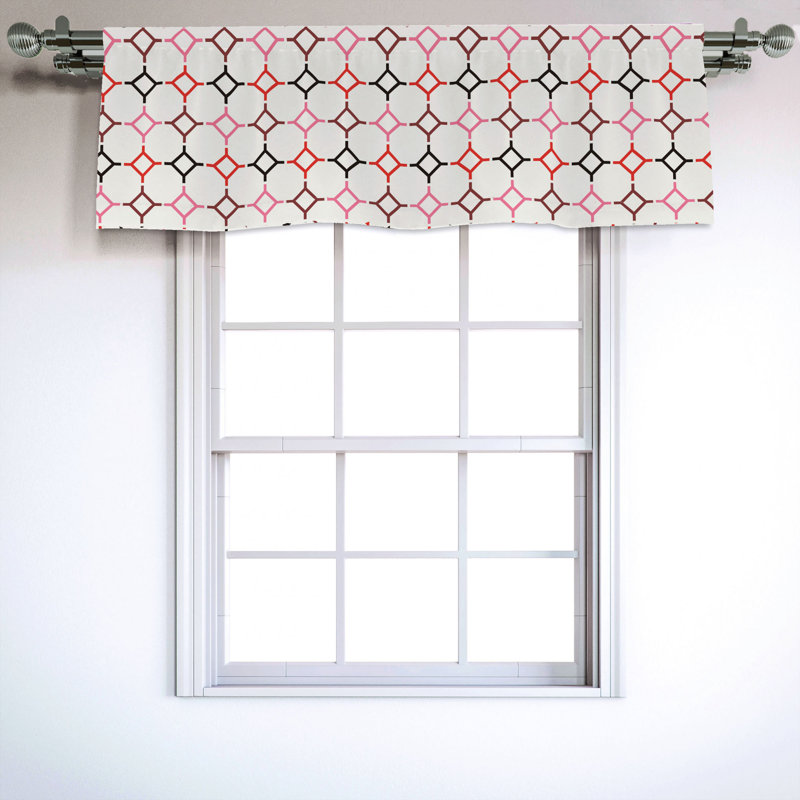 Sateen Geometric Ruffled Window Valance