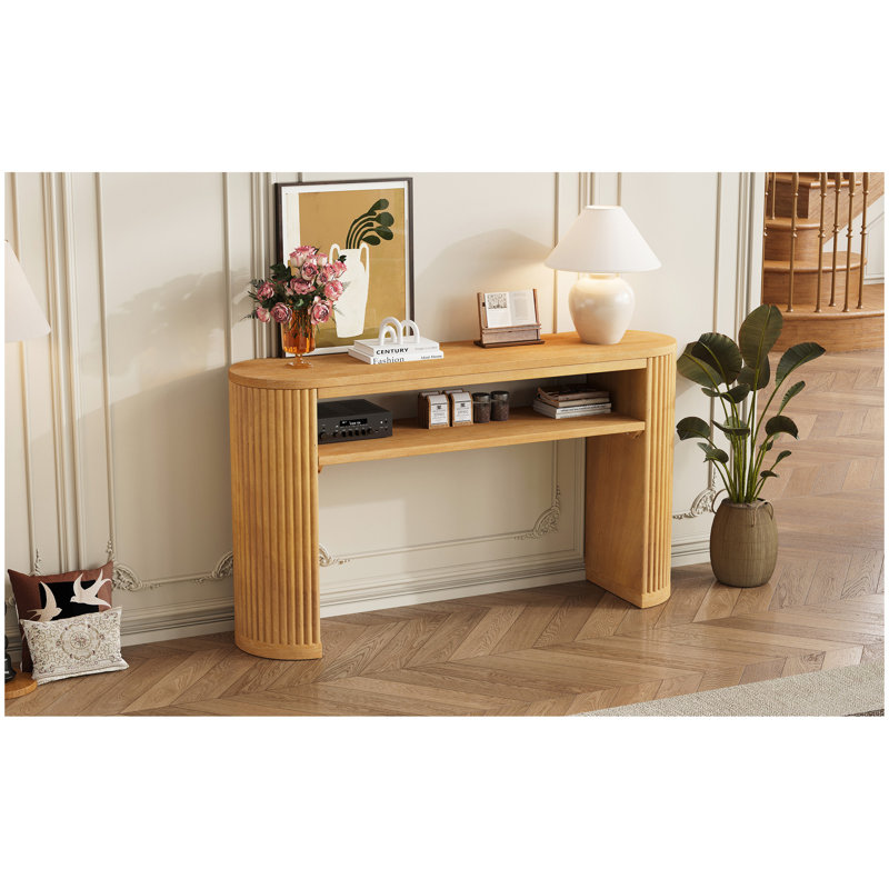 Console rustique avec pieds cannelés Trexm, Naturel