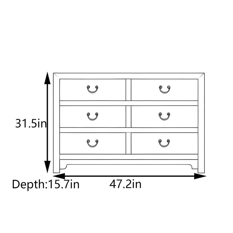 Six-Drawer Console Cabinet, Brown 