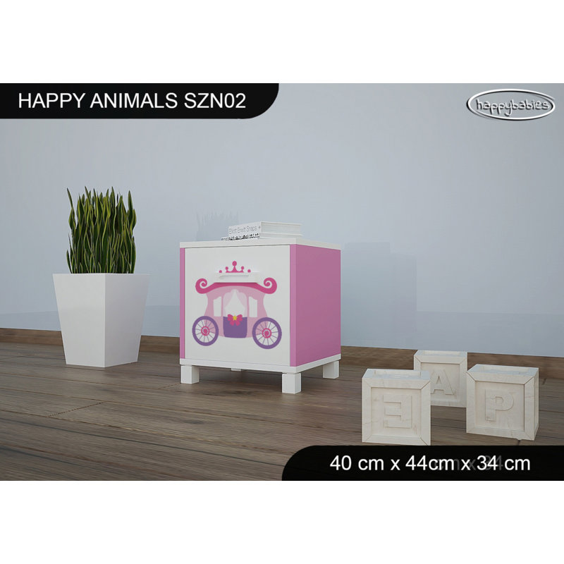 Nightstand, White/Pink
