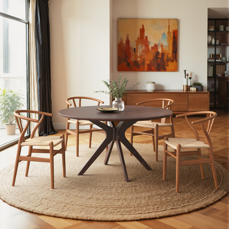 Ensemble repas pour 4 personnes, Noyer / beige