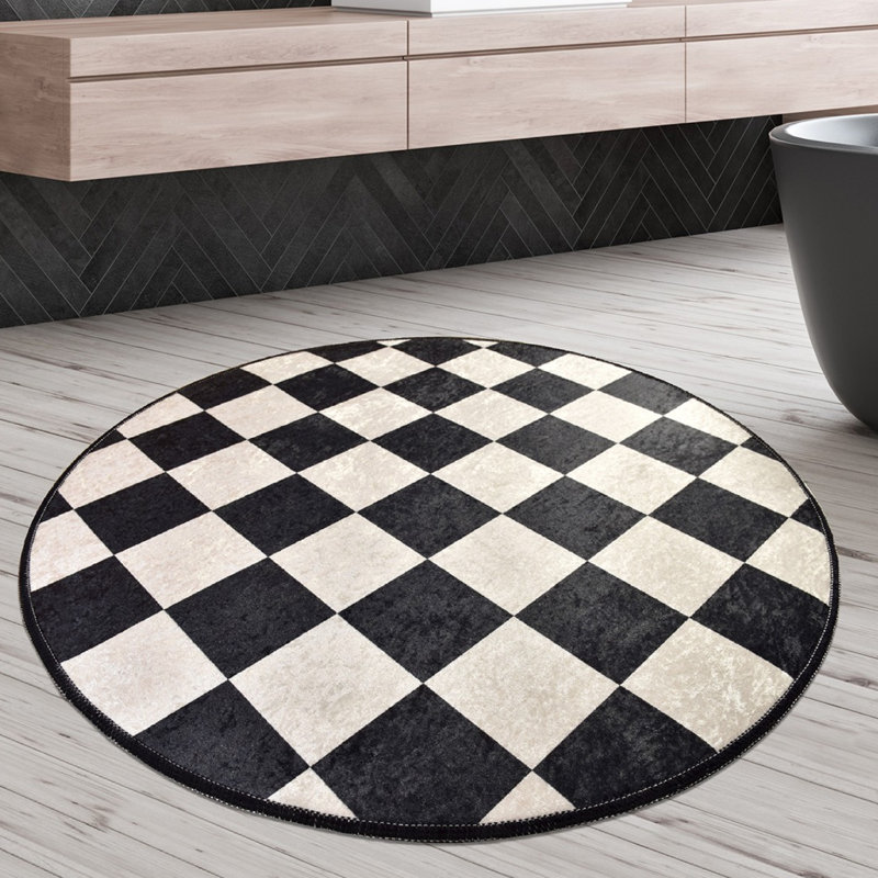 Antibacterial Bathmat, 100% Polyester, 55.1 Inch Diameter | Non-Slip Underside, Pile Height: 0.4 Inches, 700 Grams per Square Meter | Machine Washable, Durable & Stylish for Bathroom Safety and Comfort