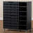 Modern and Contemporary  2 Door Wood 24 Pair Shoe Storage Cabinet with Open Shelves