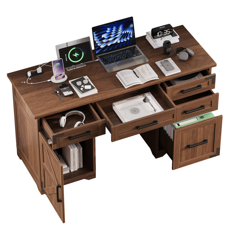Bureau de direction 55 po Farmhouse, Walnut