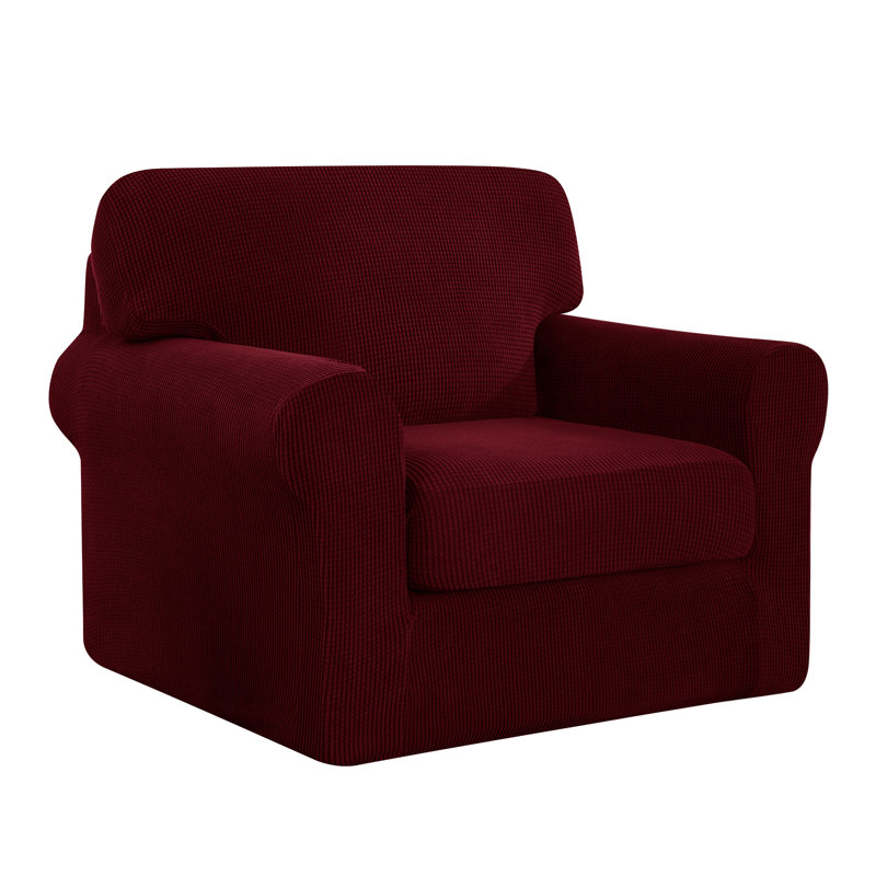 Stretch Separate Box Cushion Armchair Slipcover, Red