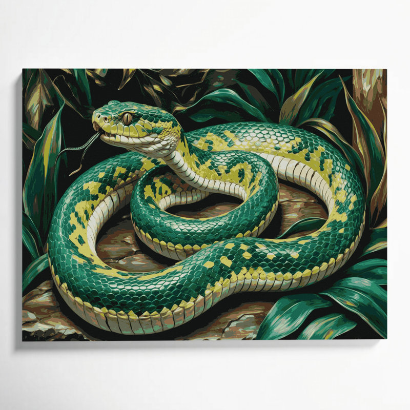Art sauvage sur toile vert, H 16 po x l 20 po