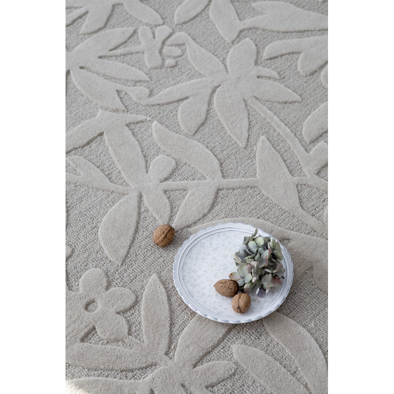 Gray Handmade Wool Floral Tufted Rectangular Area Rug