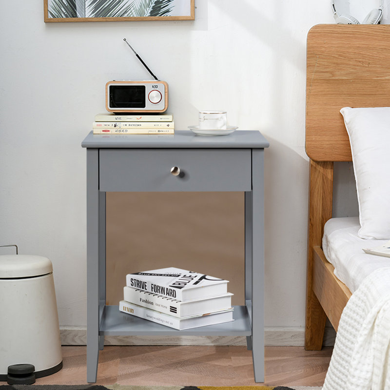 Losh 47cm W Manufactured Wood Bedside Table, Grey