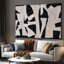 Très grand art mural imprimé sur toile - découpe noire abstraite, collage audacieux, illustration, décoration pour le salon ou la chambre à coucher