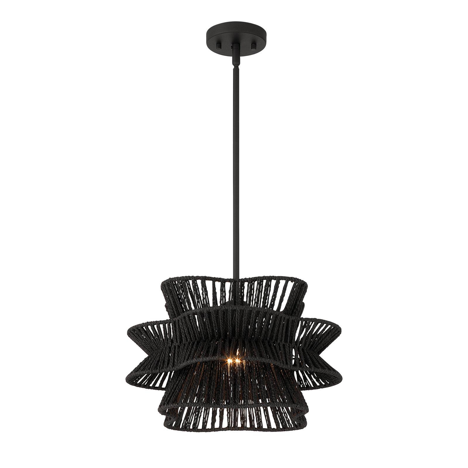 Towne 1 - Light Dimmable Woven Rope Pendant, Black