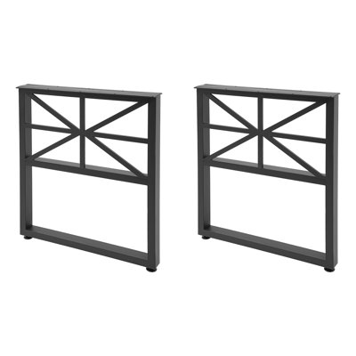 Ensemble de 2 pieds de table robustes en métal noir de 28 po pour table de salle à manger, table basse et ordinateur - capacité de 440 lb, niveleurs réglables (cadre rectangulaire)