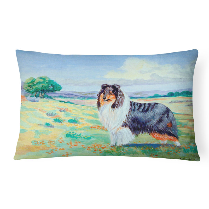 Collie Outdoor Reversible Throw Pillow