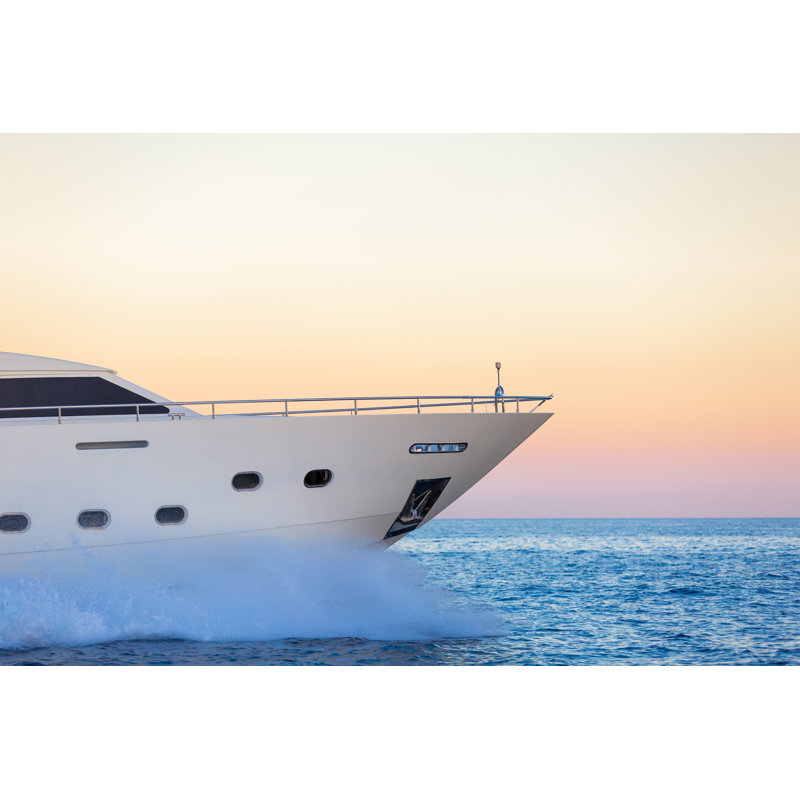 Luxury Yacht Sailing On The Sea Sunset by Kentarus - No Frame Print on Canvas, 61cm H x 91cm W