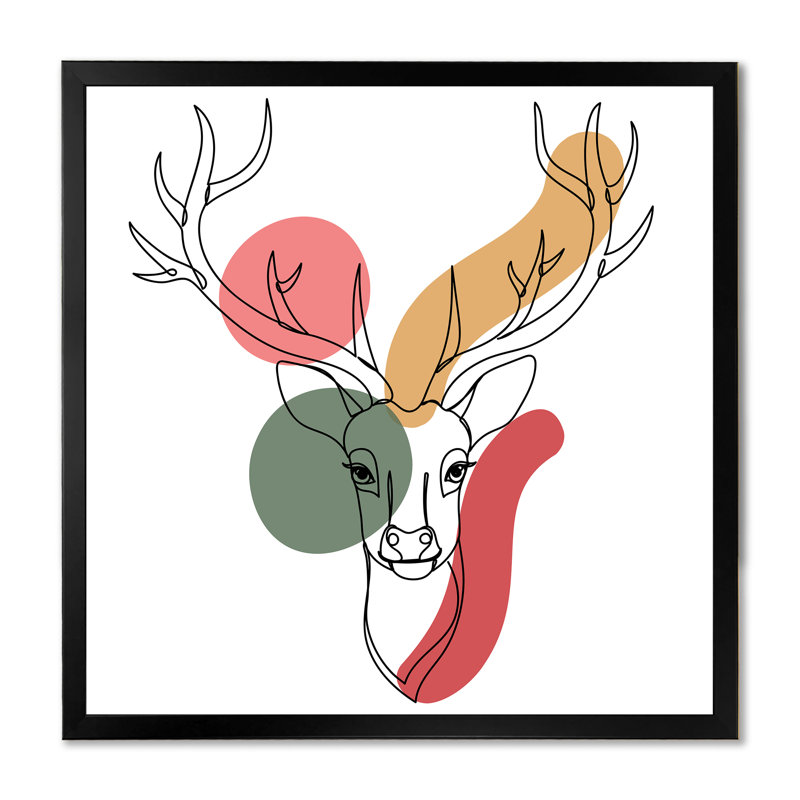 Minimalisme Christmas Deer Earth Tones - reproduction d'art sur toile, Cadre noir, H 16 po x l 16 po x P 1 po