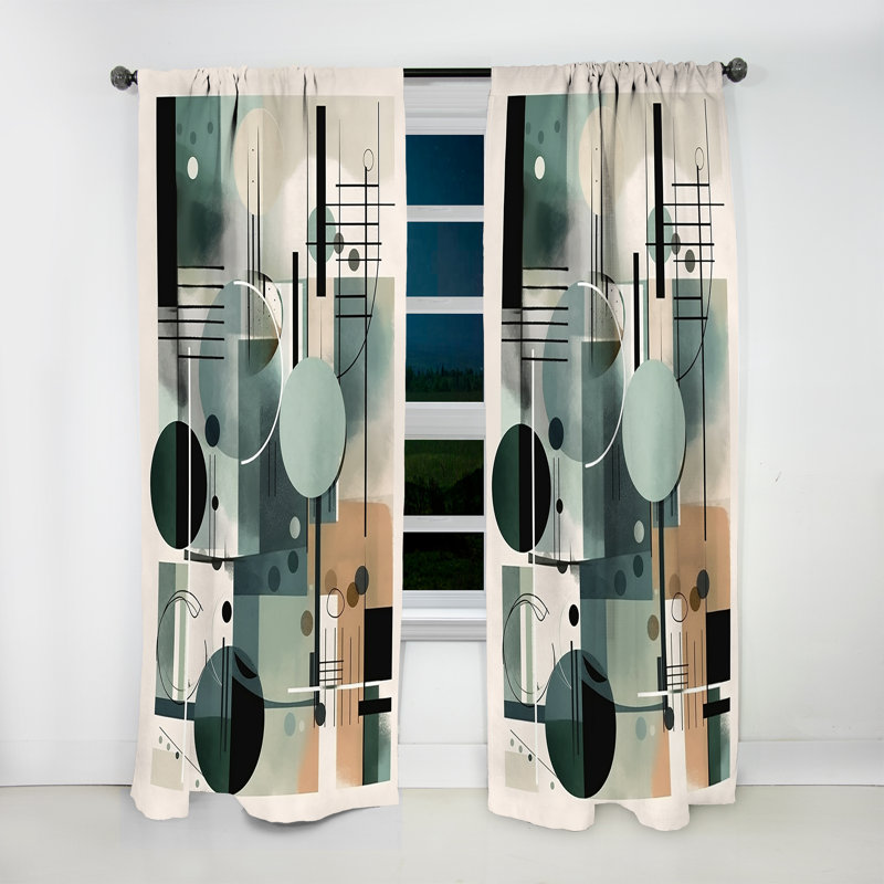 Sheeley - Minimalisme vert et noir II - Rideau moderne - Velours obscurcissant - 1 panneau, L 52 po x L 90 po