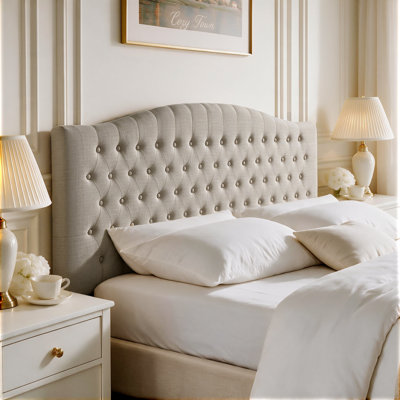 Button-Tufted Upholstered Headboard with Wall-Mount Option