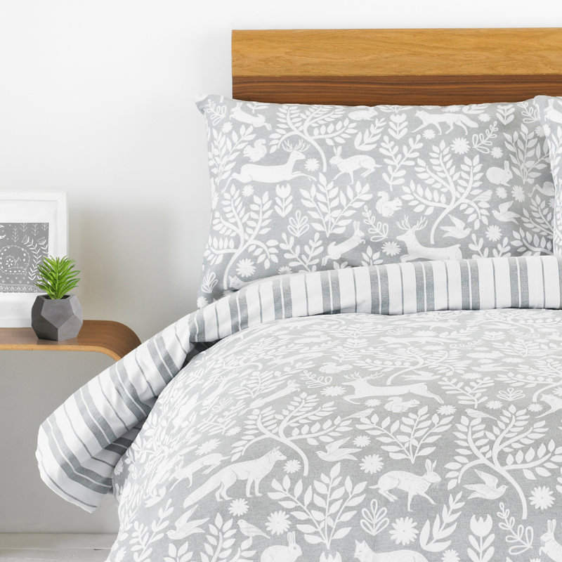 Southbridge No Pattern Duvet Cover Set with Pillowcases, Single - 1 Standard Pillowcase, Grey