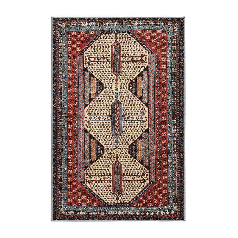 Tapis oriental rouge / beige / brun, Rectangle 5 pi x 8 pi