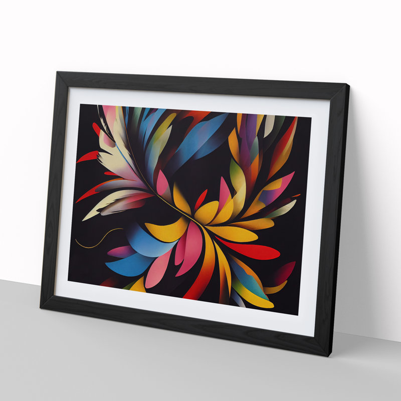 Feather Abstract Vol.1 - Single Picture Frame Painting, 46cm H x 64cm W x 2cm D, Black