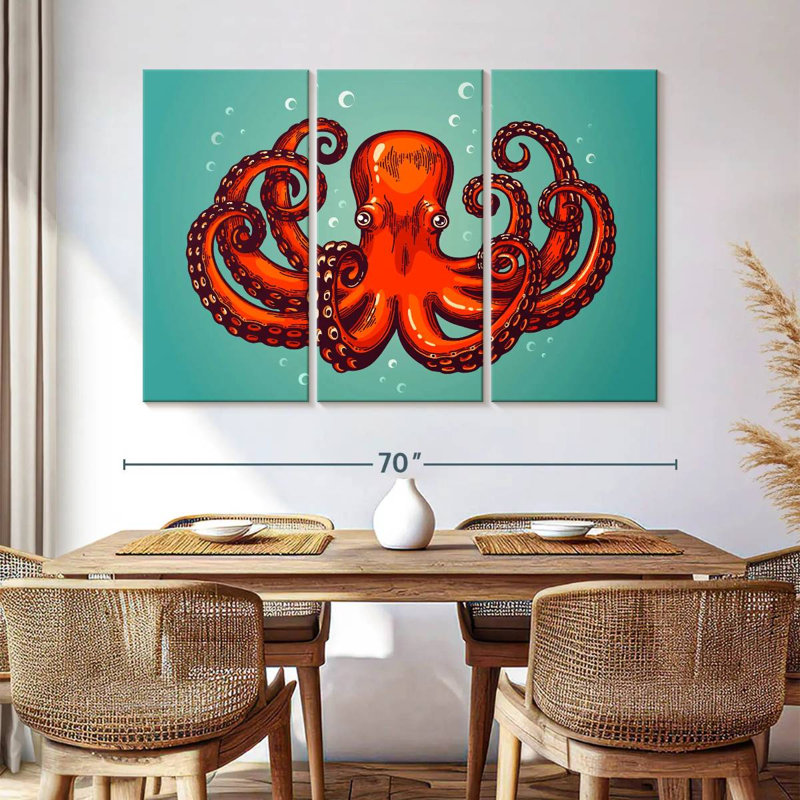 Mighty Red Octopus, 42" H x 65" W