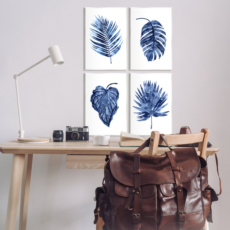 Variété de feuilles bleues simples, plante botanique simple, ensemble de 4 pièces surdimensionnées par Melonie Miller