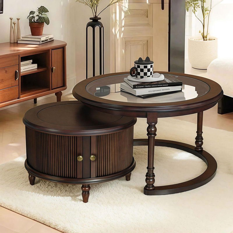 Coffee Table For Livingroom, Transparent, Dark Brown
