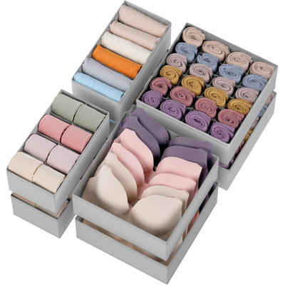 Underwear Sock Drawer Organizer Dividers 8 Set,Grey