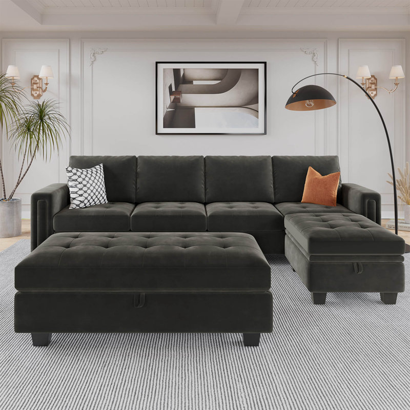 Canapé modulaire rembourré Shavera, Gris