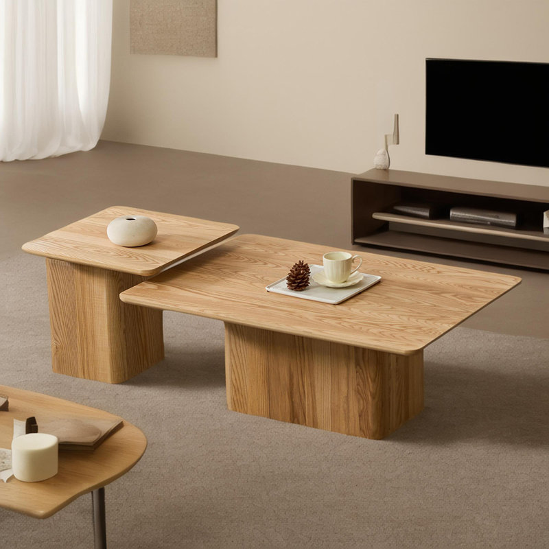 Simple ash wood cream style coffee table