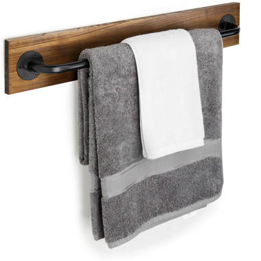 Autumn Alley Rustic Farmhouse Towel Rack – Stunning Barn Wood Farmhouse Bathroom Decor for Wall – Expertly Inlaid Wood with Matte Black Bar for