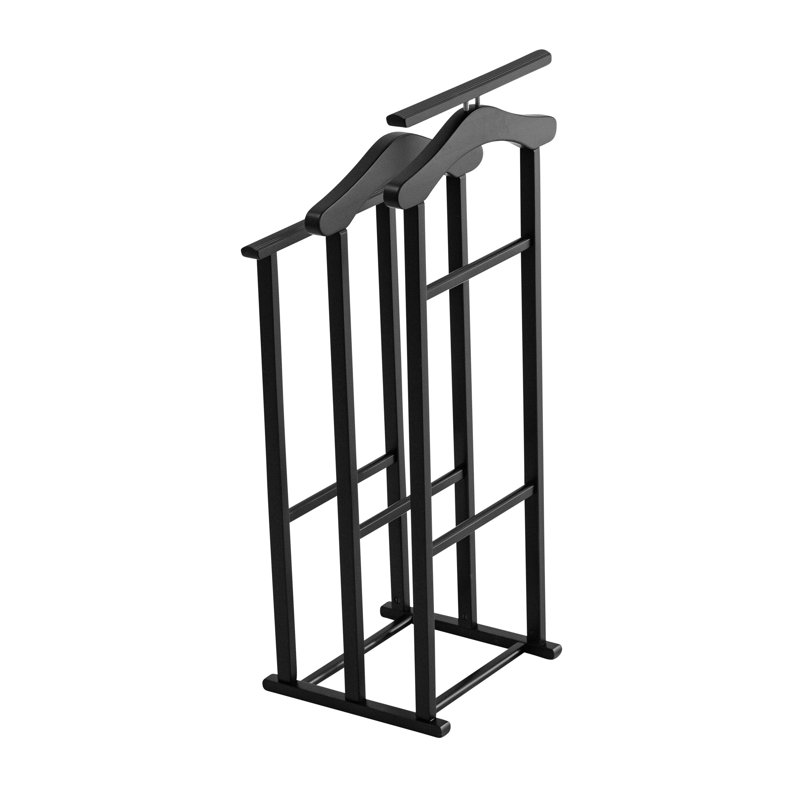 Bragg Solid Wood Freestanding Valet Stand, Black