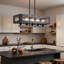 Luminaire suspendu linéaire à 5 lumières pour îlot de cuisine noir mat pour la salle à manger avec base E26, ampoules non incluses-1827978564