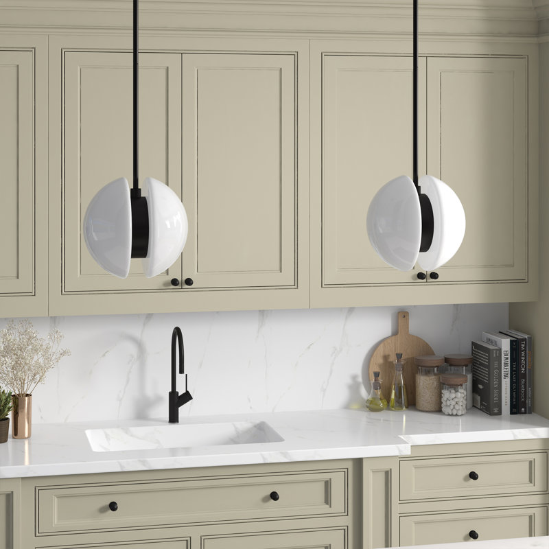 Rosenberger 10" Wide 2-Light Pendant with White Glass Shade, Matte Black