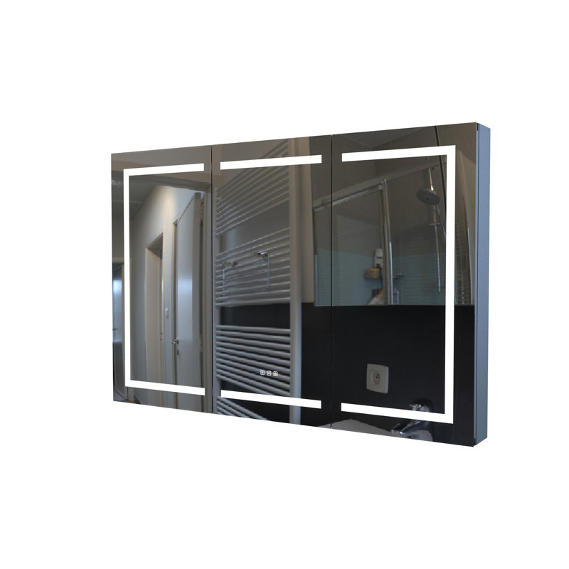 Armoire de salle de bain 53 pouces noir mat avec miroir et lumière DEL, H 5,31 po x l 53,7 po x P 35,91 po
