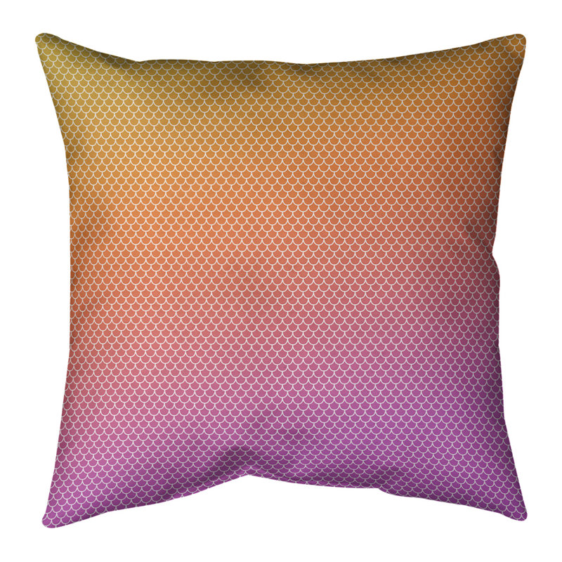 Housse de coussin carrée et insert, H 14 po x l 14 po, Bourre en polyester, Orange/mauve
