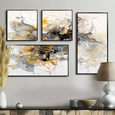 Symphonie de marbre jaune jaune I - art mural moderne 4 pièces